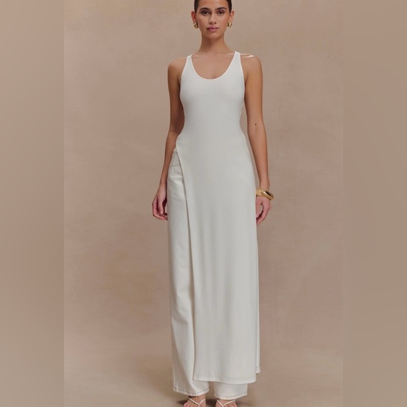 Longline Racerback Top - White - Picture 2 of 4